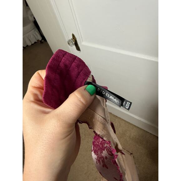 Torrid Curve Red Lace Strappy Push Up Plunge Bra Underwire Sexy Women's 42 DD - Picture 9 of 10